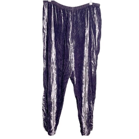 Coldwater Creek Purple Silk Blend Burnout Velvet Loungewear PJ Top Pants Set L - Picture 2 of 6